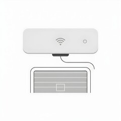 Flat Minimalist Smart Garage Door Opener Vector Illustration with Wifi