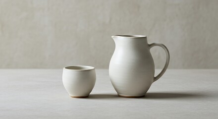 Zachte ochtendlicht verlicht elegante witte keramiek kan. AI Generated