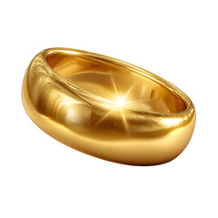 Luxurious golden metal band with a bright, luminous shine, elegantly reflecting light, perfect for symbolizing wealth, commitment, or special moments, isolated on a pristine white background