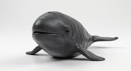 Donkere walvis sculptuur zacht belicht. AI Generated
