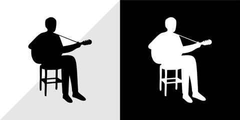 silhouette of a woman with a guitar © iChan Design