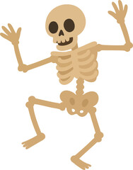 Skeleton dancing funny character isolated on transparent backcground