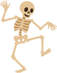 Skeleton dancing funny character isolated on transparent backcground