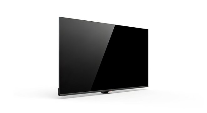 A flatscreen TV is isolated on a white background