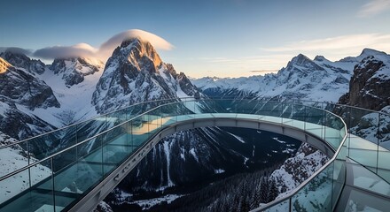 Alpine Mountain Viewpoint Glass Bridge.