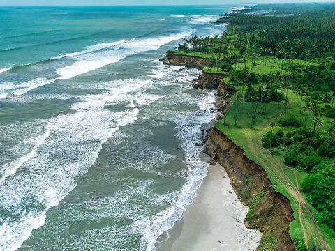 Beautiful morning view indonesia Panorama Landscape paddy fields with beauty color and sky natural light