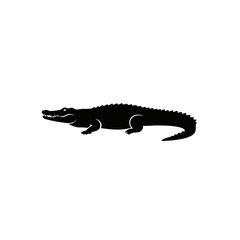 Fototapeta premium Crocodile Silhouette Profile View Wildlife Animal Black and White Simple Design.