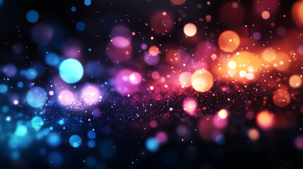 Warm Orange and Blue Bokeh Lights Abstract Background