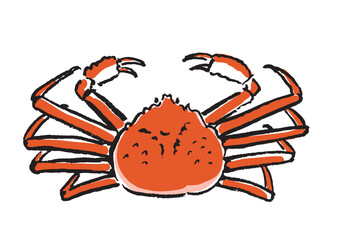 カニ　筆絵　イラスト