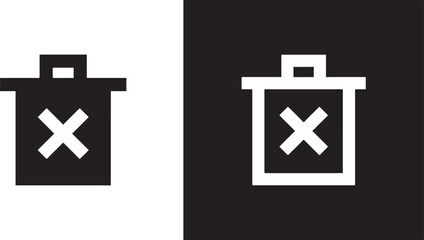 trash can, bin, delete, remove, cancel, close, error, icon, symbol, sign, graphic, design, black, white, square, contrast, clean, reject, forbidden, no, stop, vector, illustration, object, trash, bin,