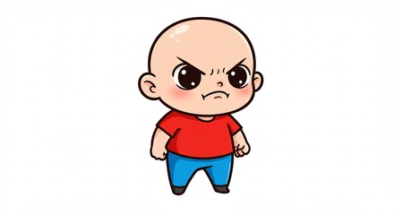 怒る赤ちゃん 可愛いデフォルメイラスト 優しい光. AI Generated