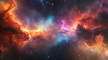 Fototapeta premium Deep Space Nebula with Blue and Orange Cosmic Dust