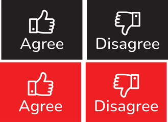agree, disagree, thumbs up, thumbs down, like, dislike, approval, disapproval, opinion, feedback, icon, symbol, graphic, design, choice, vote, social media, comparison, positive, negative, black, red,