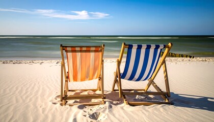 Beach chairs on a sunny beach
