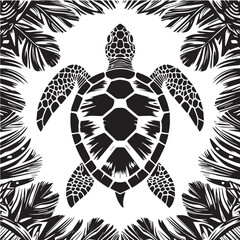 Turtle silhouette vector symbol representing nature wildlife and marine