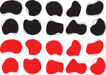 abstract, shape, organic, blob, form, irregular, fluid, design, element, graphic, black, red, white background, set, collection, pattern, modern, creative, unique, background, texture, paint, ink, spl