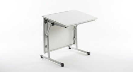 Fototapeta premium White folding desk with gray frame on white background