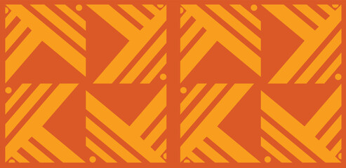 Seamless abstract geometric pattern with bold orange and yellow diagonal lines, modern retro style background.