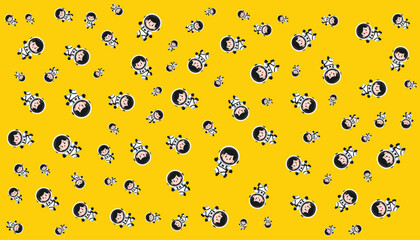 Jumping Man Astronaut Background Pattern Vector