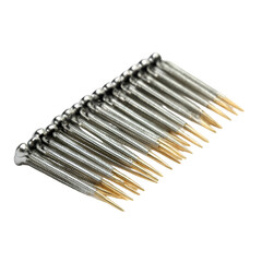 Metal fasteners display industrial setting close-up photography steel environment macro viewpoint precision concept