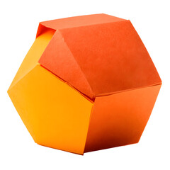 Origami geometric tessellated gem isolated on white background, an intricate folded paper sculpture