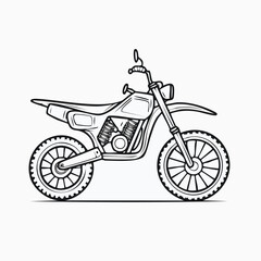 Fototapeta premium Illustration of a black and white dirt bike on a white background.