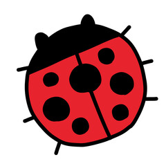 手描き線画のかわいいてんとうむしのイラスト