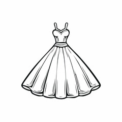 Illustration of a vintage dress with a fitted bodice and full skirt.