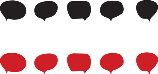 speech bubble, chat, talk, communication, message, dialogue, thought, idea, shape, symbol, black, red, outline, filled, graphic, design, illustration, simple, clean, modern, isolated, white background