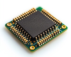 Close-up of a computer chip on a circuit board