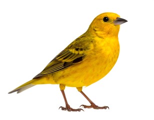 Yellow bird profile against white