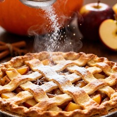 따뜻한가루설탕사과계피파이