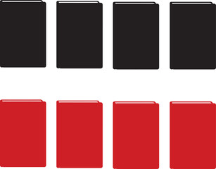 book, cover, closed, stack, education, knowledge, reading, literature, black, red, isolated, white background, set, collection, graphic, icon, template, simple, modern, uniform, row, multiple