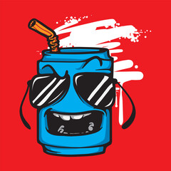 Cool Soda Can Character Cartoon Vector Illustration