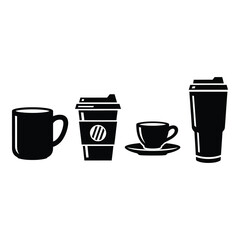 Diverse coffee cups and mugs collection for beverage branding and design