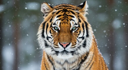 Tiger in snowy forest