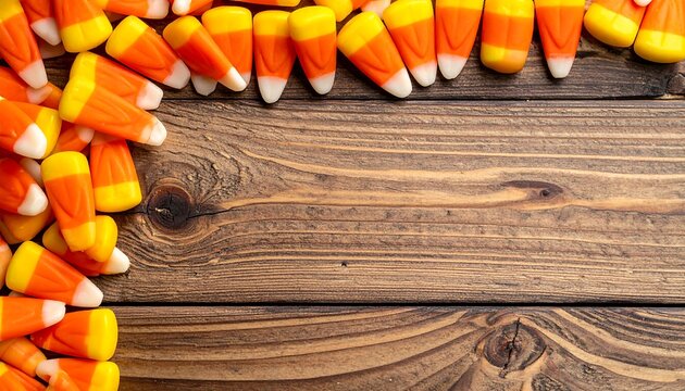 Candy corn border on rustic wood (5)