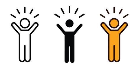 Self confidence icon vector. success with arms raised high, radiating joy and accomplishment symbol. vector illustration.