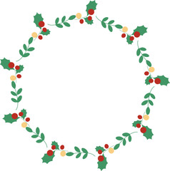 赤いリボンとオーナメントで飾られたクリスマスリースのベクターイラスト｜クリスマス, リース, リボン, 飾り, ベクター, オーナメント