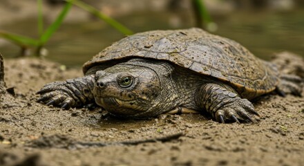 Fototapeta premium Turtle on sandy ground