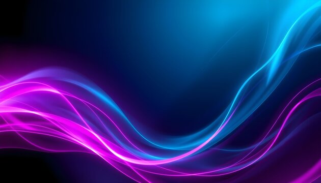 Flowing waves of glowing pink and blue light create a vibrant, abstract energy background.