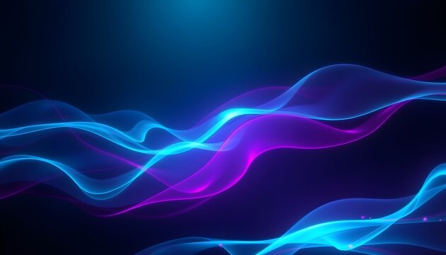 Smooth luminous blue and purple energy waves create a futuristic abstract background with dynamic light effects. - Powered by Adobe