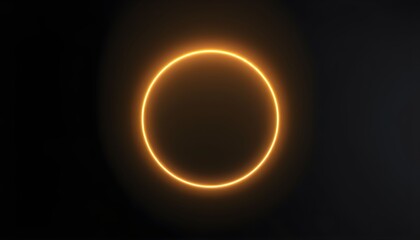 A vibrant orange glowing circle illuminates a dark, minimalist background, creating a modern abstract design.