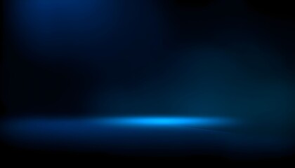 Obraz premium Abstract dark blue background with a vibrant glowing light illuminating a subtle floor or stage.