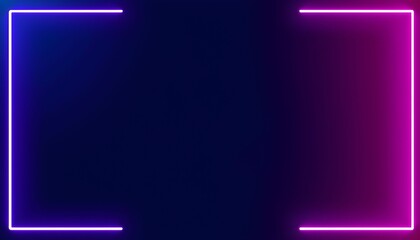 Two vibrant neon rectangular frames with blue and pink gradient glows on a dark, abstract background.