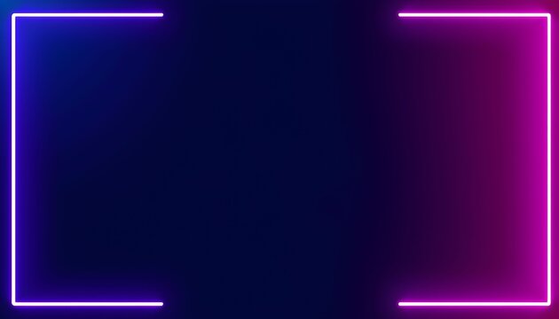Two vibrant neon rectangular frames with blue and pink gradient glows on a dark, abstract background.