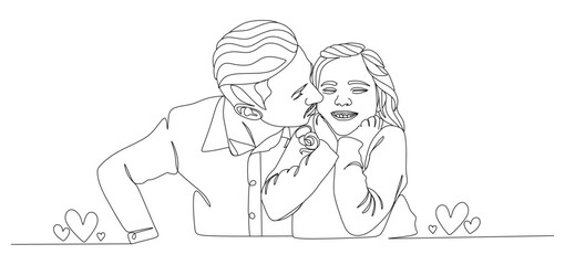 continuous line of a father kissing his daughter