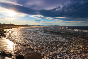Sunset over Main Beach in Byron Bay, Australia
