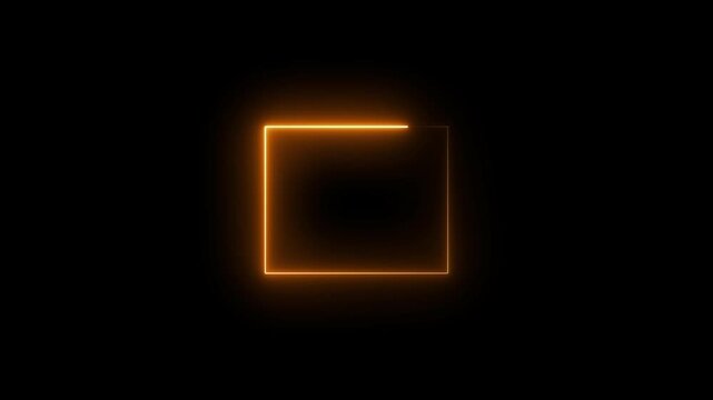 Abstract squre shape neon bright line animation 4k video.