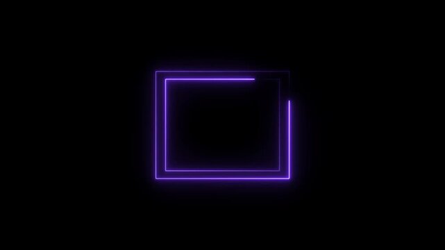 Abstract squre shape neon bright line animation 4k video.